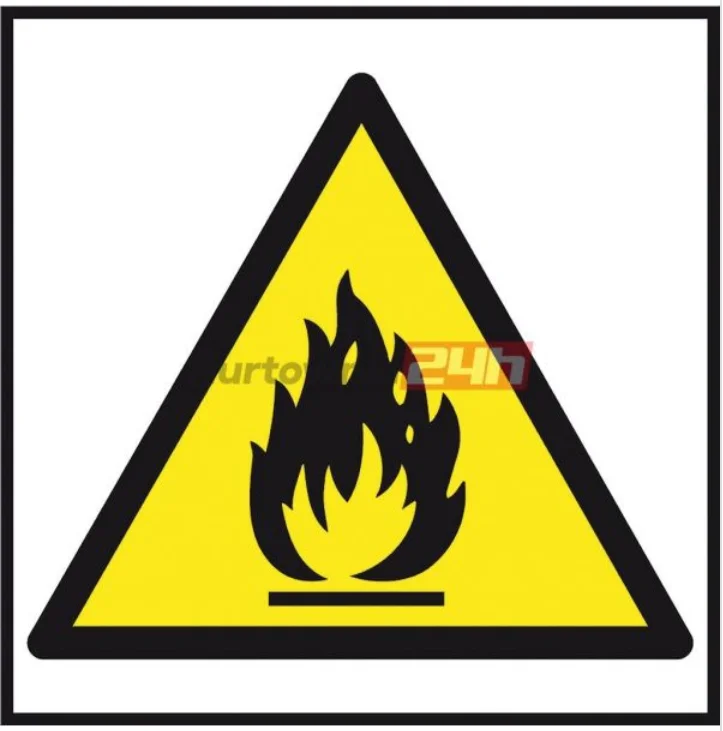 Znak ostrzegawczy informujący o zagrożeniu pożarowym