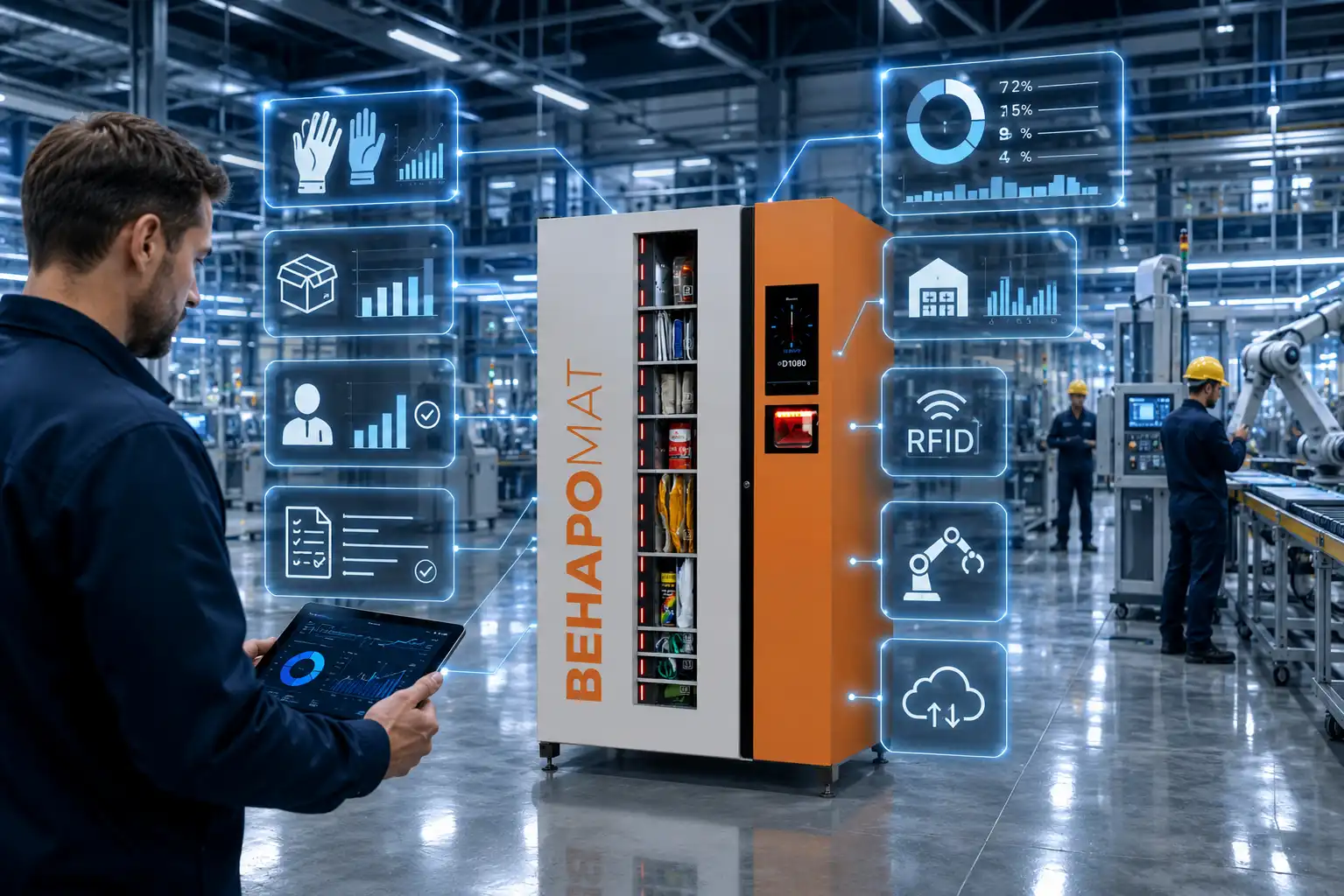 Behapomat jako system Smart PPE Management do automatycznego wydawania rękawic i środków BHP z RFID, monitoringiem zużycia, analizą kosztów, raportowaniem, historią wydań, kontrolą stanów magazynowych i dostępem 24/7
